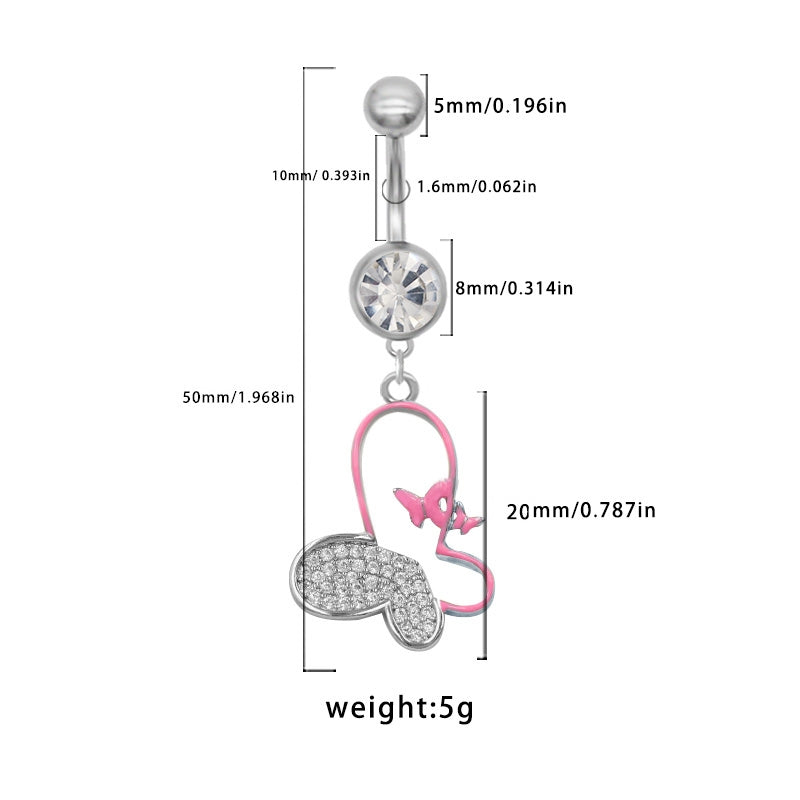 1 Piece Belly Rings Simple Style Classic Style Heart Shape Rose Bow Knot 316 Stainless Steel  Alloy Plating Inlay Resin Rhinestones Glass White Gold Plated