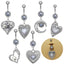 1 Piece Belly Rings Simple Style Classic Style Moon Heart Shape 316 Stainless Steel  Alloy Plating Inlay Resin Glass Pearl White Gold Plated