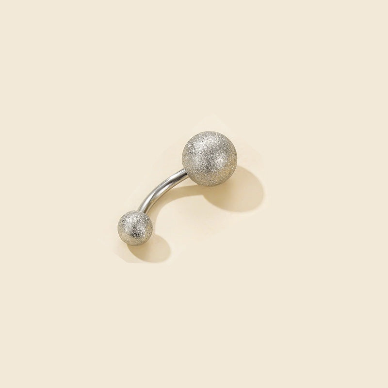 18K Gold Plated Stainless Steel Belly Ring with Matte Ball Design