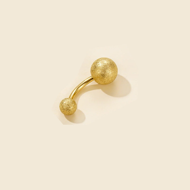 18K Gold Plated Stainless Steel Belly Ring with Matte Ball Design