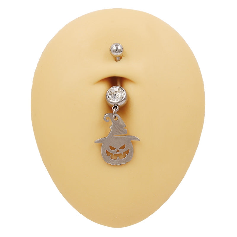 Star Skull Belly Ring 316 Stainless Steel with Resin Glass Inlay, Gold and Silver Plated