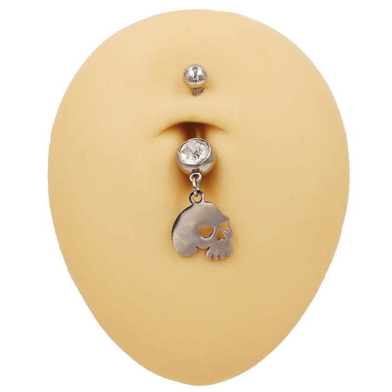 Star Skull Belly Ring 316 Stainless Steel with Resin Glass Inlay, Gold and Silver Plated