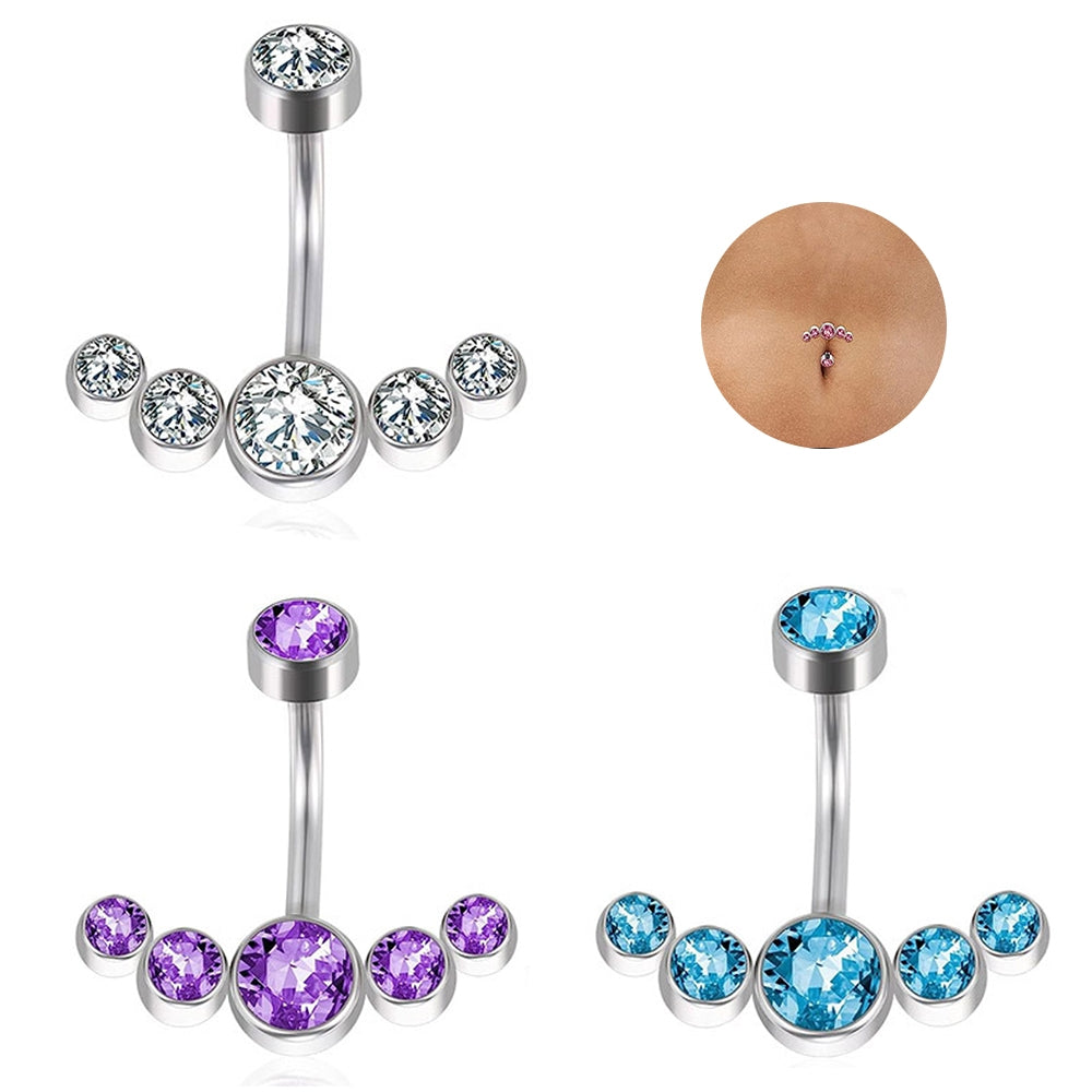 1 Piece Belly Ring Simple Style Round 316 Stainless Steel Inlay Zircon 18K Gold Plated Fashion Navel Piercing