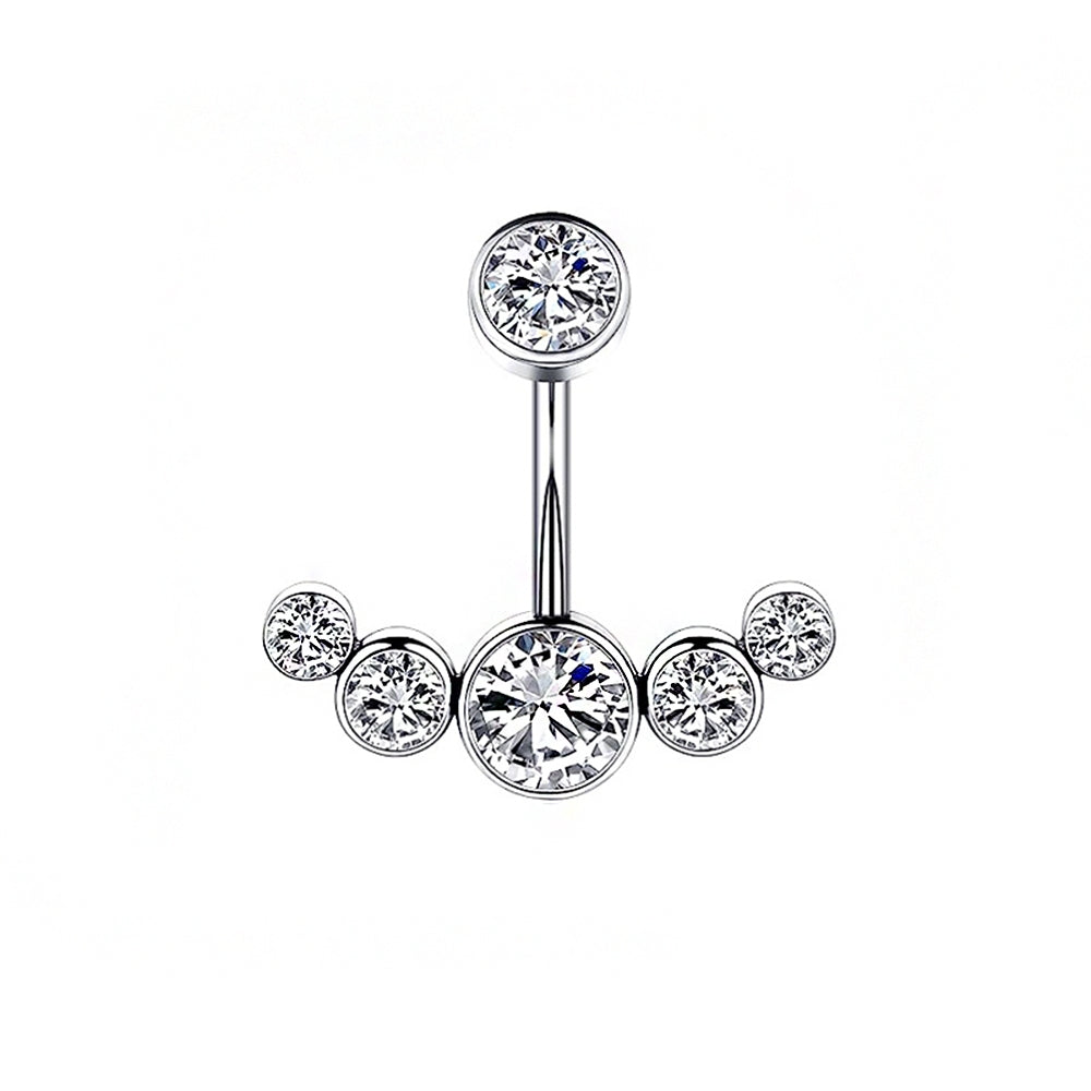 1 Piece Belly Ring Simple Style Round 316 Stainless Steel Inlay Zircon 18K Gold Plated Fashion Navel Piercing