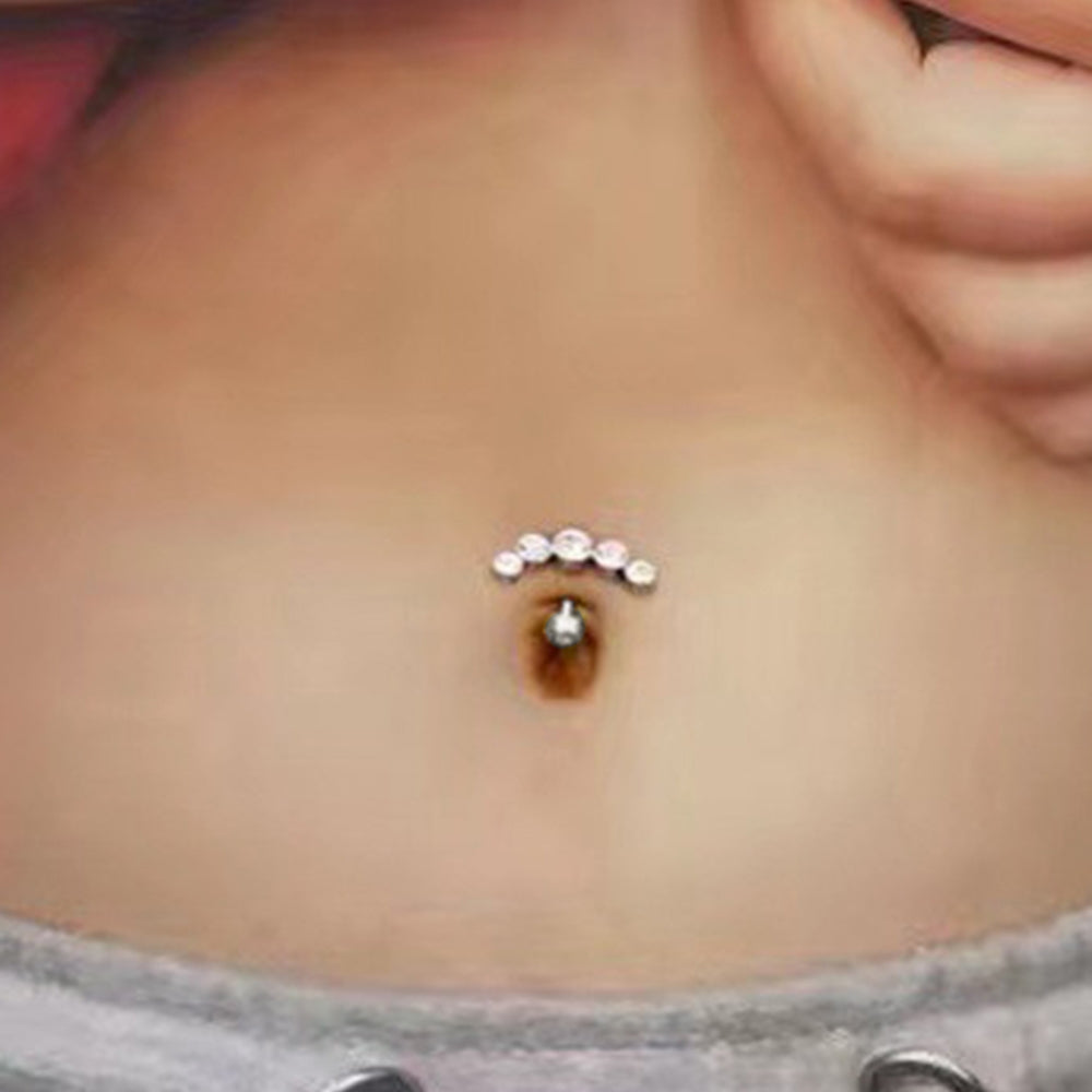 1 Piece Belly Ring Simple Style Round 316 Stainless Steel Inlay Zircon 18K Gold Plated Fashion Navel Piercing