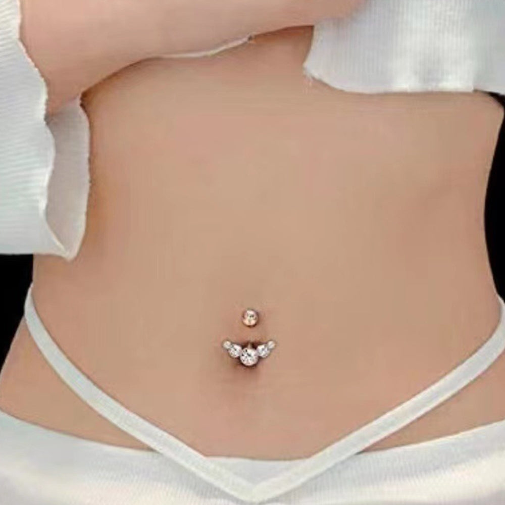 1 Piece Belly Ring Simple Style Round 316 Stainless Steel Inlay Zircon 18K Gold Plated Fashion Navel Piercing