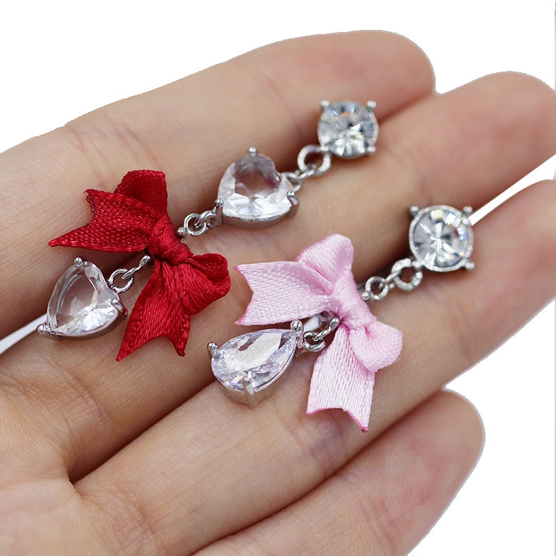 1 Piece Belly Rings Vacation Shiny Heart Shape Bow Knot 316 Stainless Steel  Alloy Inlay Rhinestones Glass Gold Plated