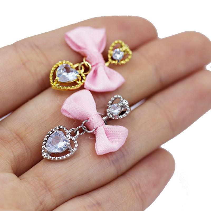 1 Piece Belly Rings Vacation Shiny Heart Shape Bow Knot 316 Stainless Steel  Alloy Inlay Rhinestones Glass Gold Plated