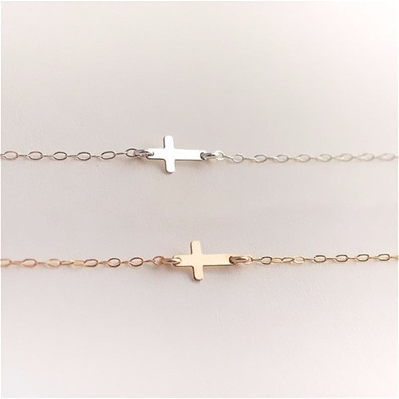 Gold Plated Cross Alloy Women's Bracelet - Fashionable Religious Jewelry