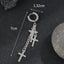 Casual Hip-hop Gothic Cross Stainless Steel Chain Tassel Earrings for Men