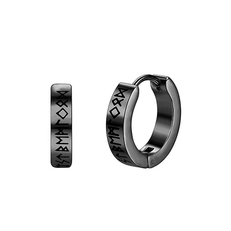 Casual Roman Numerals Stainless Steel Hoop Earring for Men