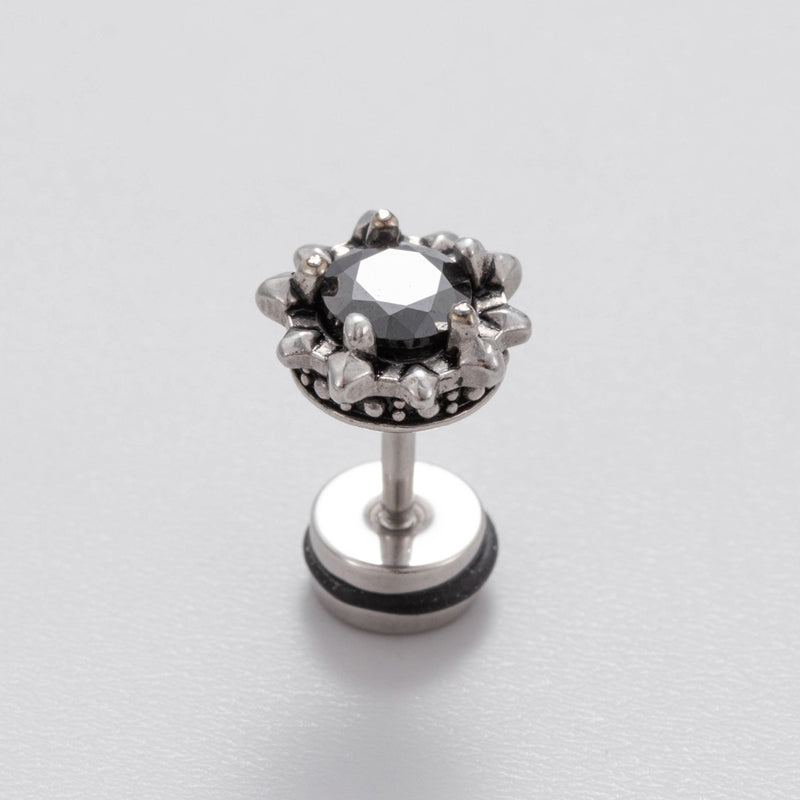 1 Piece Vintage Geometric 316 Stainless Steel Black Zircon Men's Ear Studs