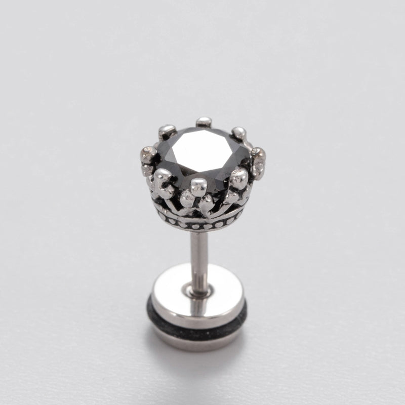 1 Piece Vintage Geometric 316 Stainless Steel Black Zircon Men's Ear Studs