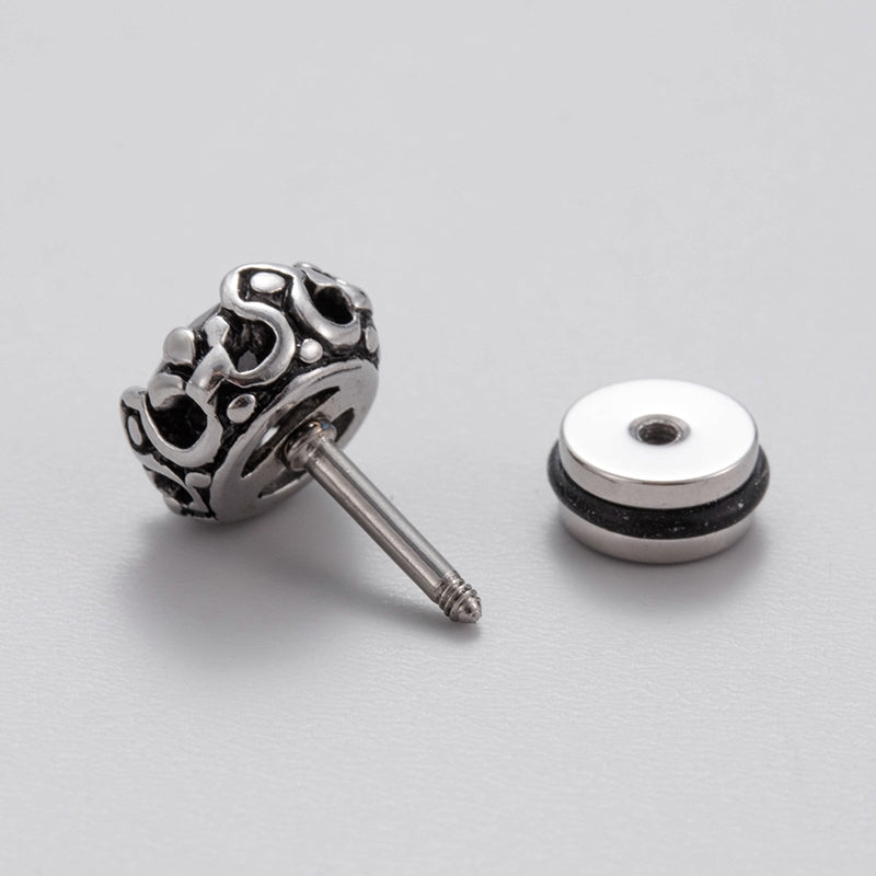 1 Piece Vintage Geometric 316 Stainless Steel Black Zircon Men's Ear Studs