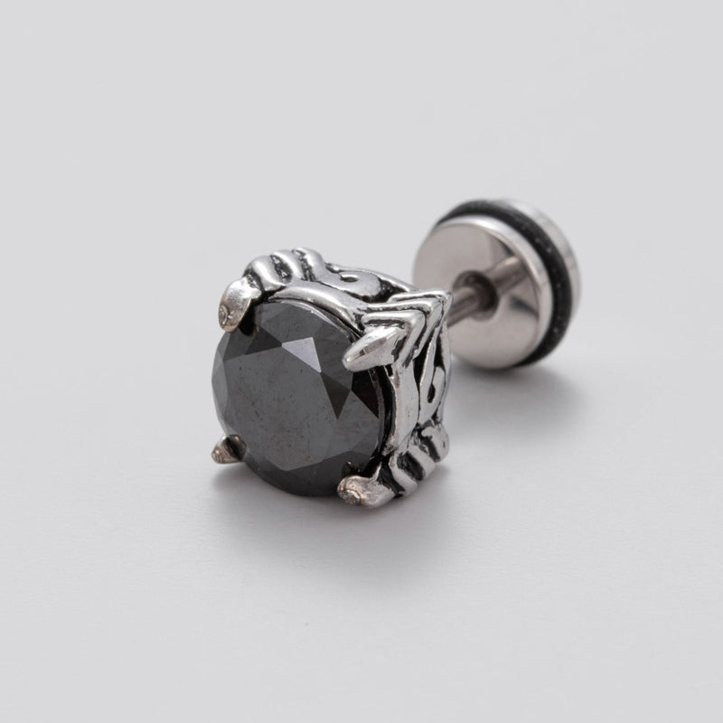 1 Piece Vintage Geometric 316 Stainless Steel Black Zircon Men's Ear Studs