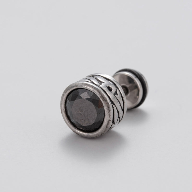 1 Piece Vintage Geometric 316 Stainless Steel Black Zircon Men's Ear Studs