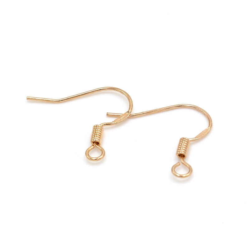 Copper Geometric U-Shaped Earring Hooks with Bead for DIY Jewelry Making