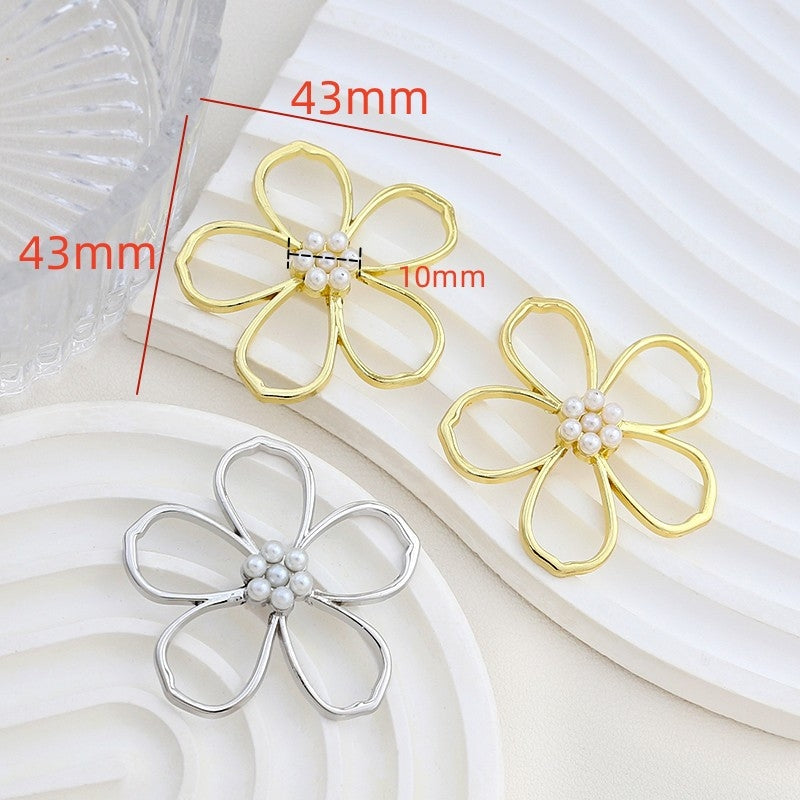 Copper Irregular Hook Earring Findings with Alloy Flower Pearl DIY Jewelry Accessories