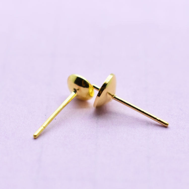 Copper Bowl-Shaped Ear Stud with Needle - Gold Plated, 4/5mm Inner Diameter