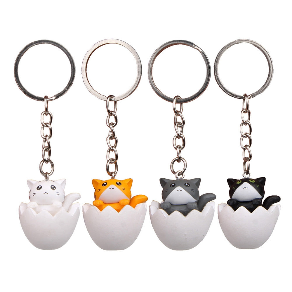 Cute Cat Alloy Plastic Keychain Pendant - DIY Creative Cartoon Design