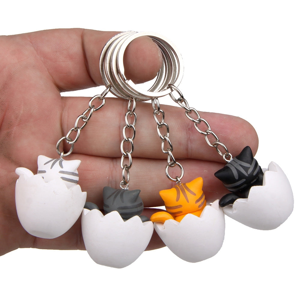 Cute Cat Alloy Plastic Keychain Pendant - DIY Creative Cartoon Design