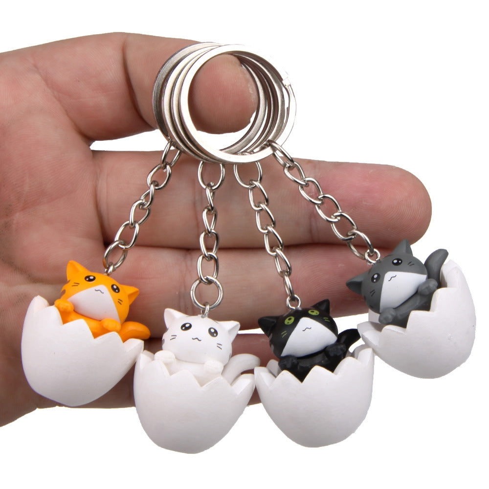 Cute Cat Alloy Plastic Keychain Pendant - DIY Creative Cartoon Design