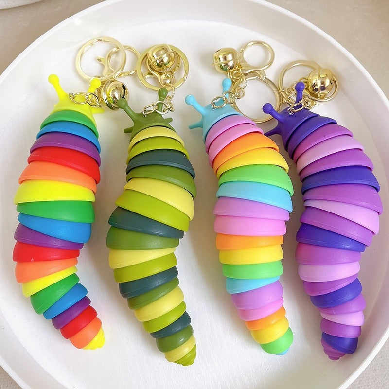 Cute Caterpillar Slug Keychain for Women - Cartoon Bag Charm and Car Accessory