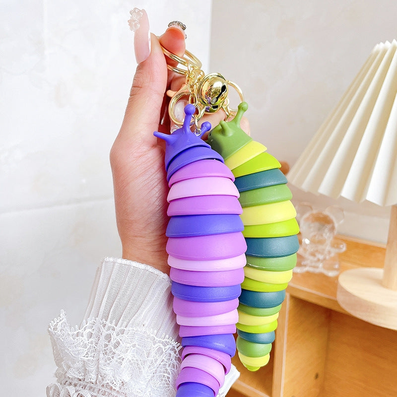 Cute Caterpillar Slug Keychain for Women - Cartoon Bag Charm and Car Accessory