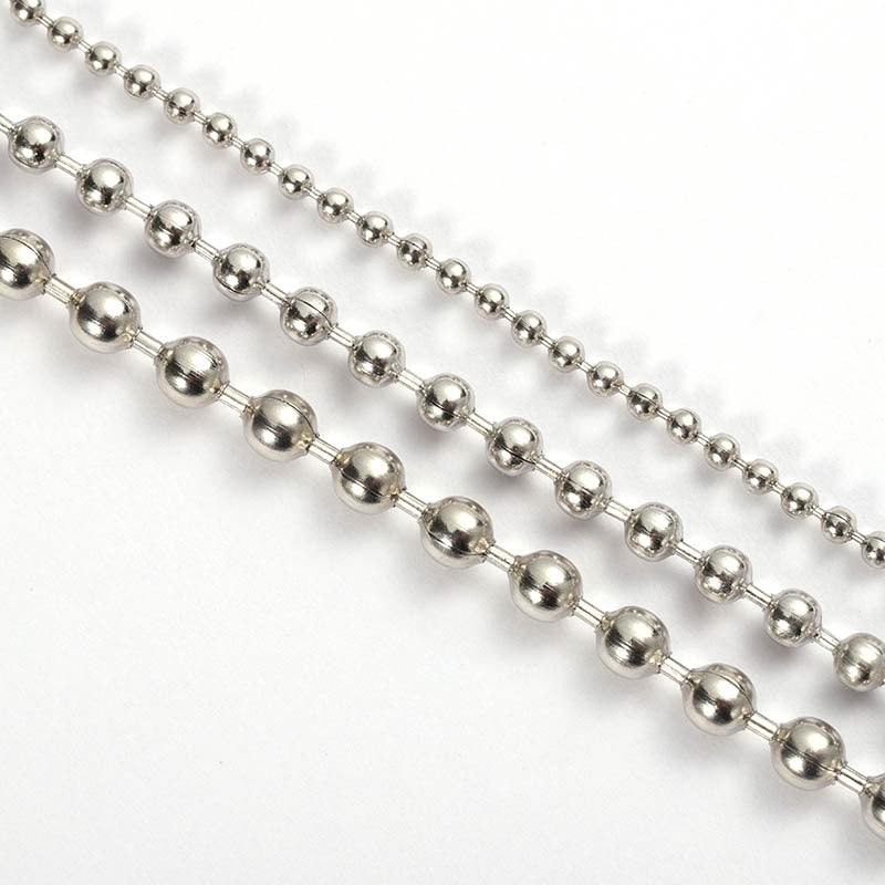 3mm 304 Stainless Steel Polished Bead Chain for DIY Accessories