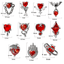 Heart Shape Stainless Steel Rhinestone Stud Earrings with Chain