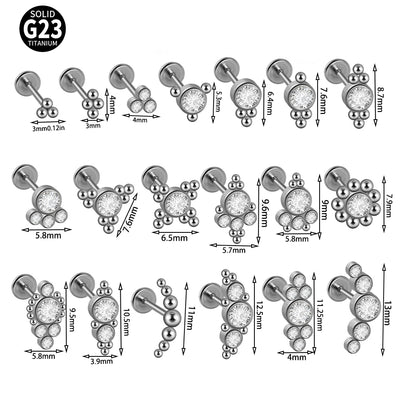 G23 Titanium Zirconia Geometric Ear Cartilage and Lip Rings with Dog Paw and Sun Design