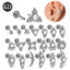G23 Titanium Zirconia Geometric Ear Cartilage and Lip Rings with Dog Paw and Sun Design