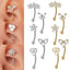 Butterfly Flower Heart Zircon Stainless Steel Cartilage & Lip Rings 18K Gold Plated Earrings