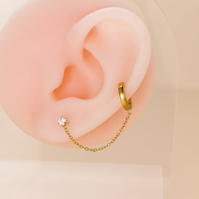 Fashion Star Double Pierced Stainless Steel Cartilage Earrings