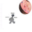 IG Style Shiny Letter Zircon Inlay Stainless Steel Cartilage Stud Earrings with Threaded Screw Closure