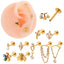 G23 Titanium Geometric Flower Zircon Cartilage Piercing Earring with Chain Tassel Pendant