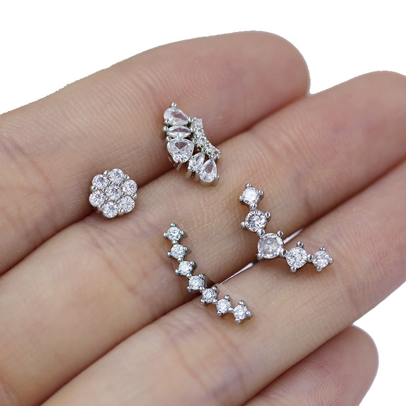 Heart Shape Butterfly Ear Cartilage Rings & Studs - 316 Stainless Steel & Silver Plated Copper