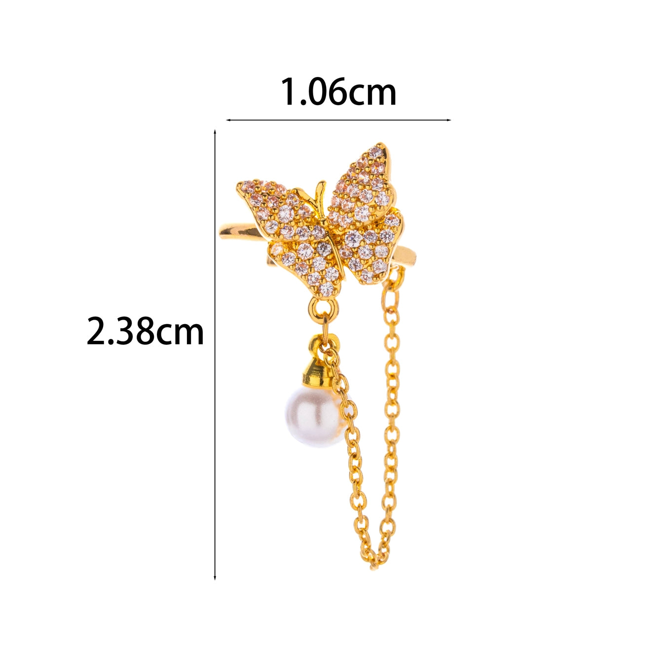 Heart Shape Butterfly Zircon Cartilage Ear Clip Earrings