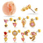 Heart & Butterfly Zircon Inlay Stainless Steel Cartilage Stud Earrings