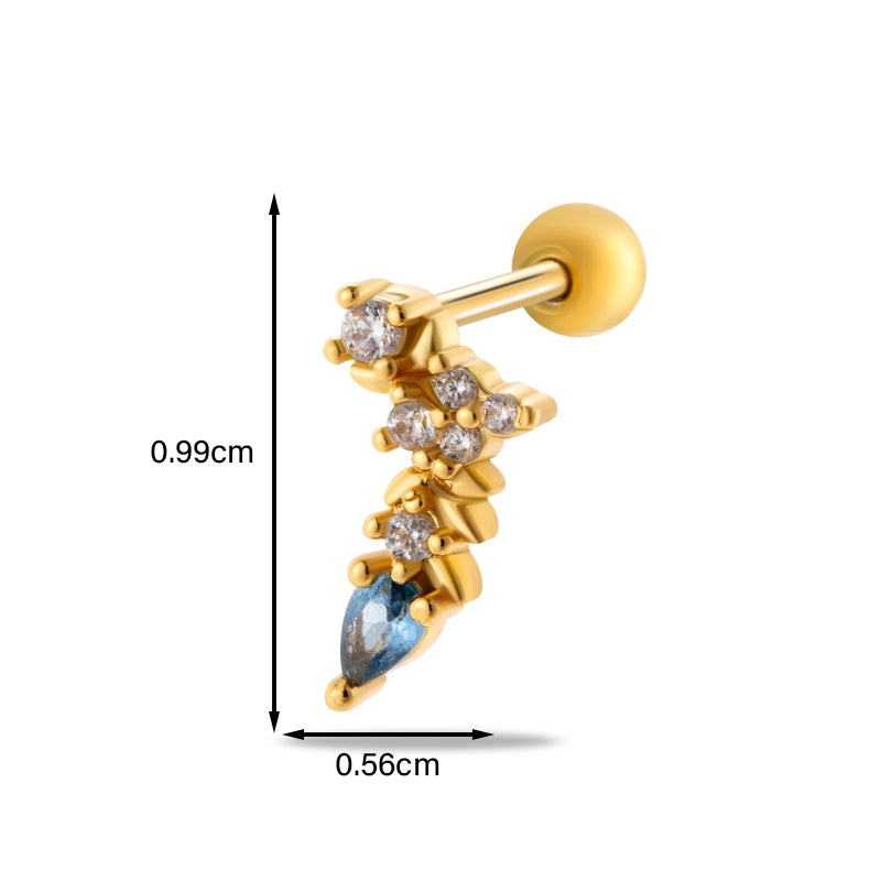 Heart & Butterfly Zircon Stainless Steel Cartilage Earrings