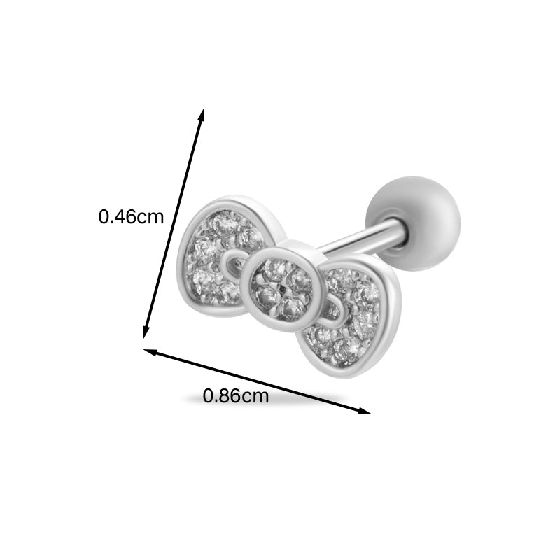 Star Heart Bow Knot Zircon Stainless Steel Cartilage Stud Earrings