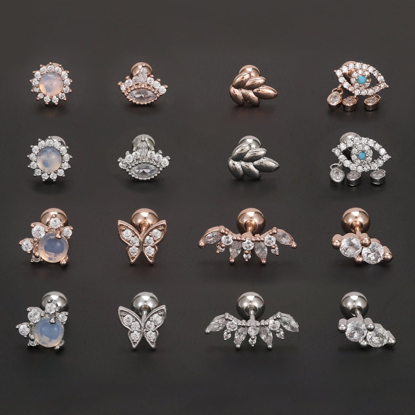 Geometric Devil's Eye Zircon Inlay Ear Cartilage Studs and Earrings