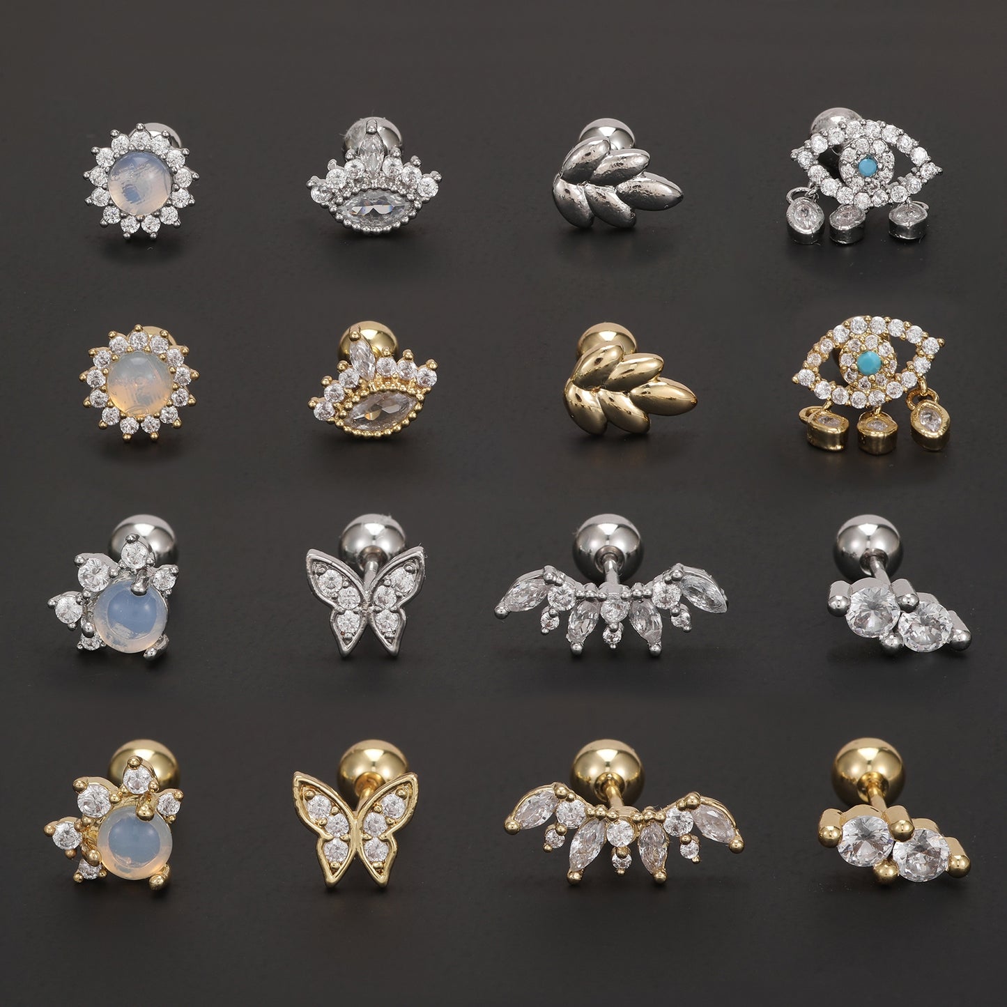 Geometric Devil's Eye Zircon Inlay Ear Cartilage Studs and Earrings