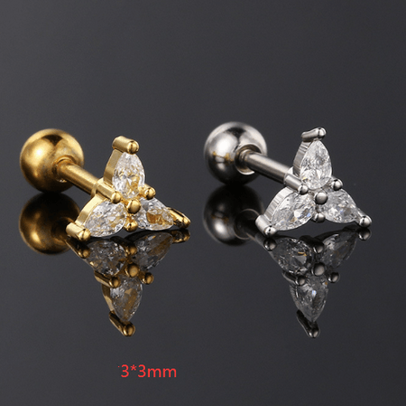 Geometric Zircon Crystal Ear Cartilage Rings & Studs for Women