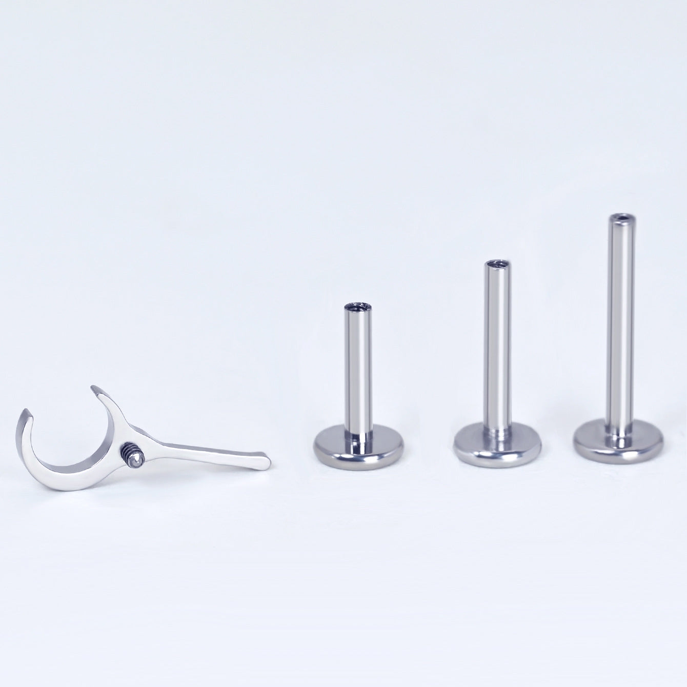 Moon Magic Titanium Piercing Earrings with Zircon Inlay