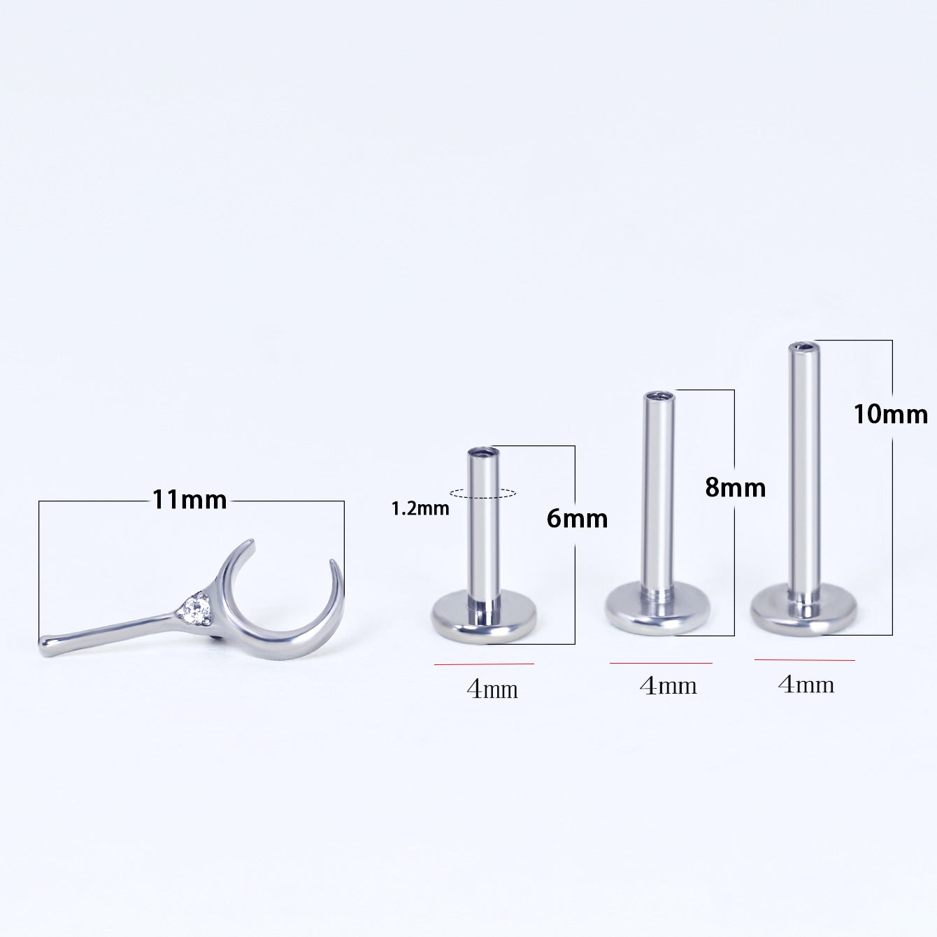 Moon Magic Titanium Piercing Earrings with Zircon Inlay