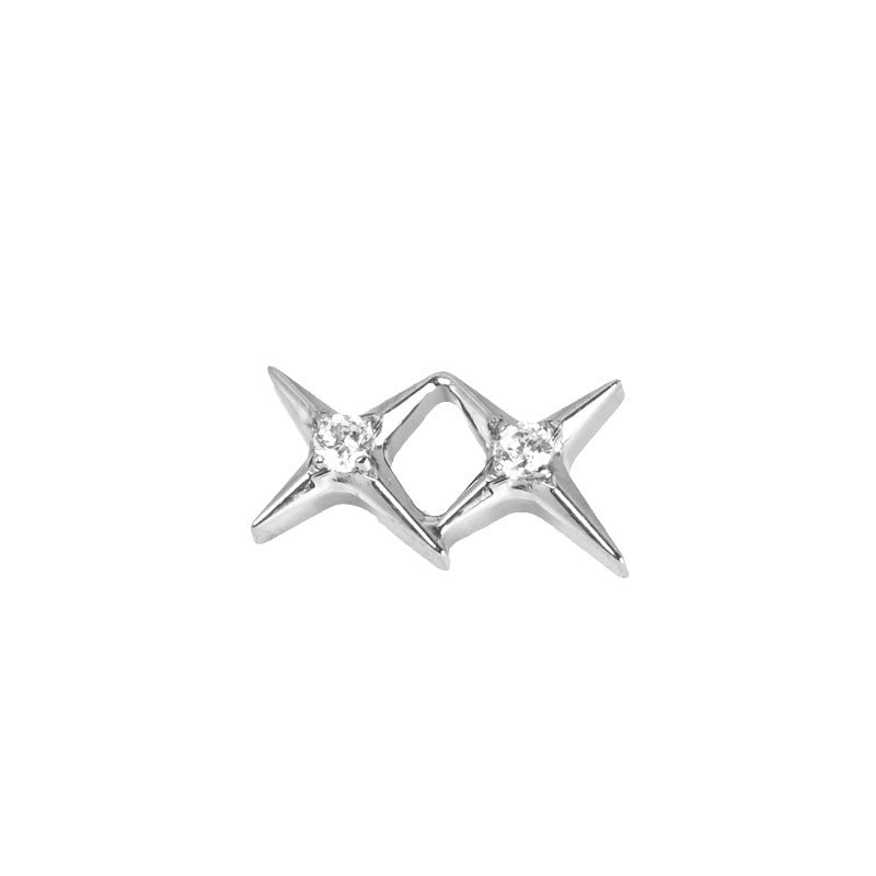 Titanium Star Cartilage and Lip Piercing Earrings with Zircon Inlay