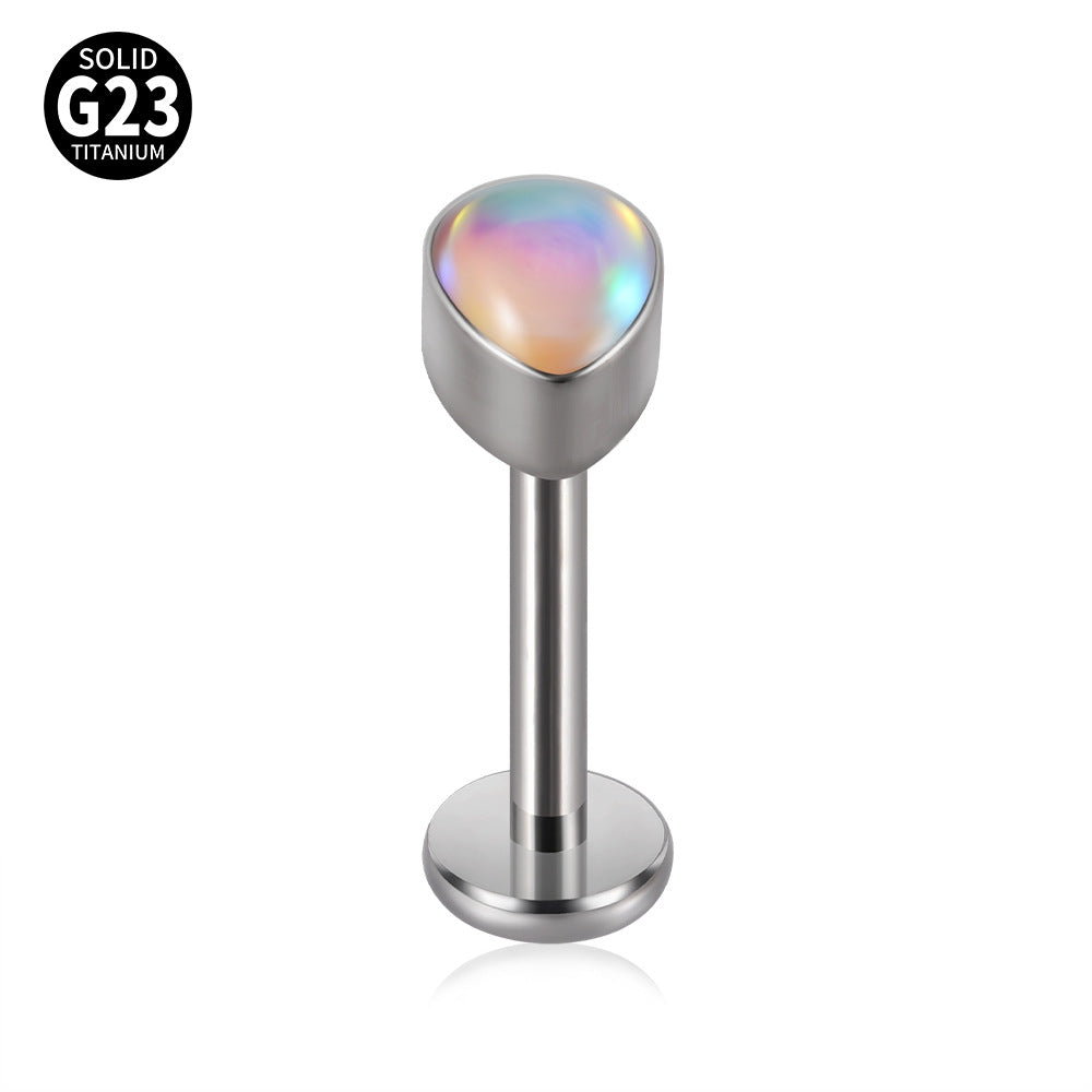 G23 Titanium Opal Resin Water Drop Ear Cartilage & Lip Ring Studs