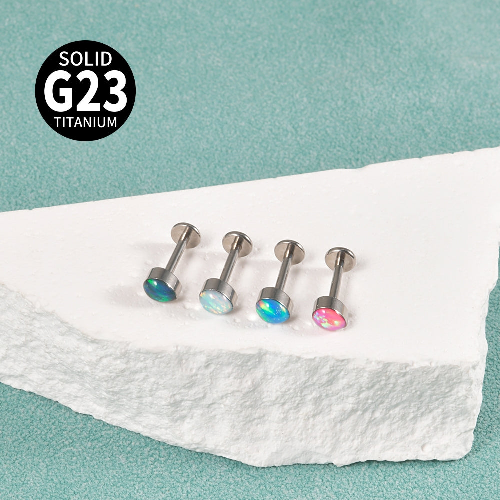 G23 Titanium Opal Resin Water Drop Ear Cartilage & Lip Ring Studs