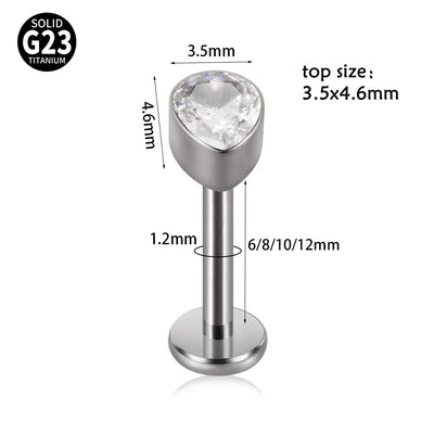 G23 Titanium Opal Resin Water Drop Ear Cartilage & Lip Ring Studs